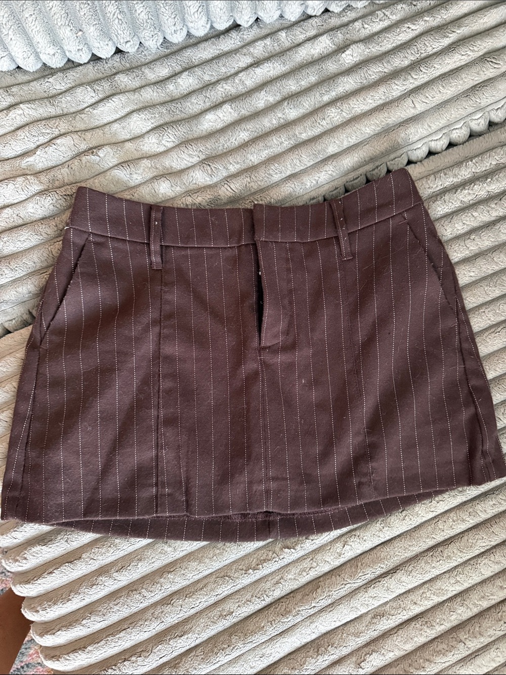 Holster Brown Pinstripe Mini Skirt